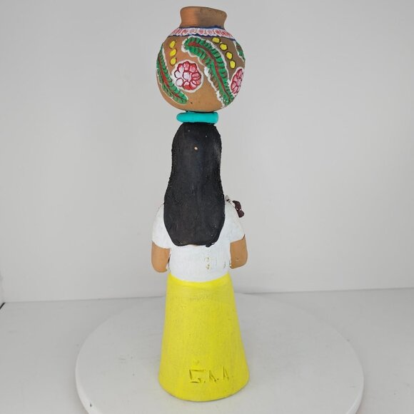 Guillermina Aguilar Alcantar Clay Figurine Woman Pot On Head Goat Oaxaca Pottery - Picture 3 of 10